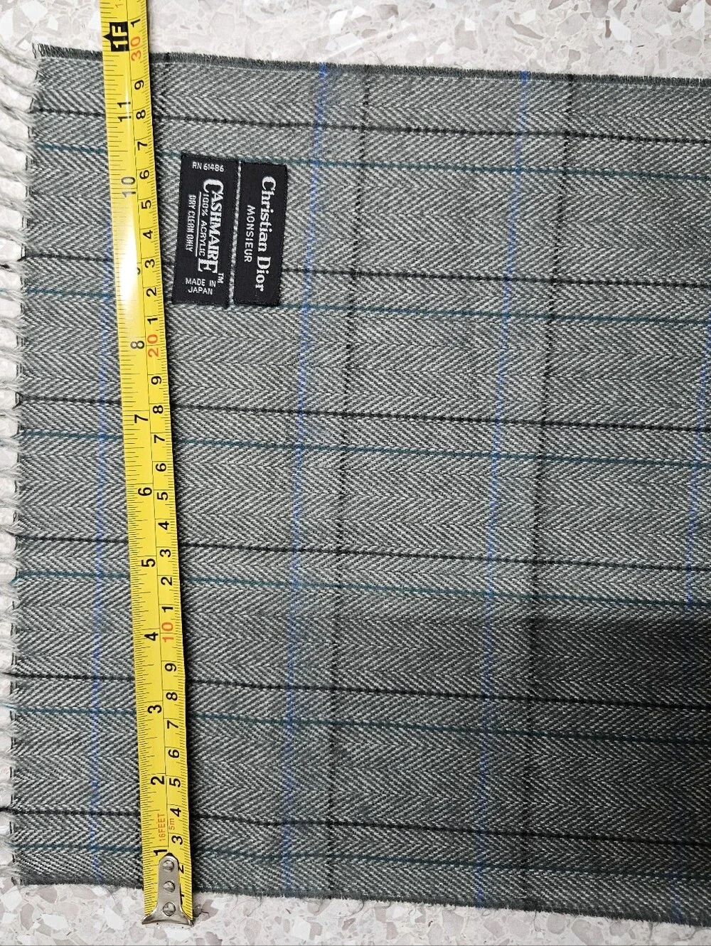 Christian Dior Monsieur Cashmaire 100% Acrylic Scarf 52” Fringe Herringbone